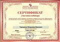 Сертификат участника вебинара «Открытый урок с использованием электронного учебника издательства «Просвещение» 6.04.2015